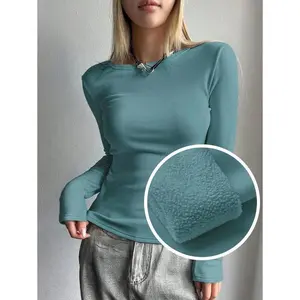 Long sleeved warm lined T-shirt with wool lining for autumn and winter
