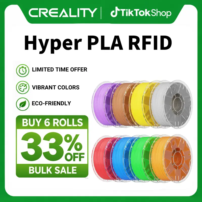 Creality Hyper PLA RFID 3D Printing Filament 1kg, High Speed 30-600mm/s, PLA Filament Support CFS, Fits for K2/Pro/Plus Combo and Most 3D Printers