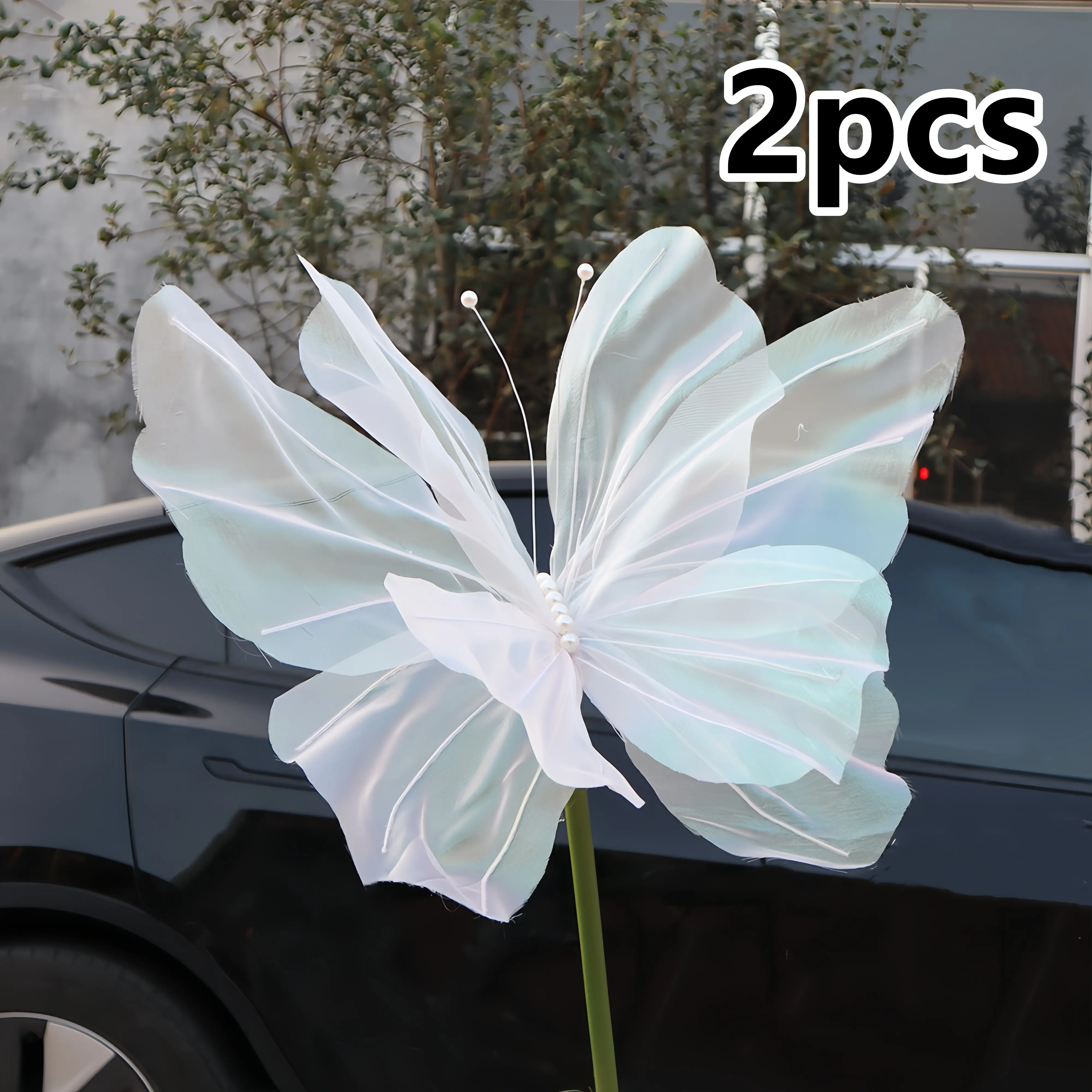 2 pieces of realistic 3D butterfly decorations - pink to purple gradient, suitable for weddings, gardens, and home decor - no power required, suitable for all seasons, lightweight and durable for indoor and outdoor use, butterfly party decorations White