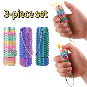 3 Pack Textured Spiky Fidget Toys, Adult Portable Sensory Stim Keychain, Pocket-Sized Tactile Relief Pendant for Travel