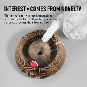 Irresistible Organ Cat Scratcher with Integrated Bell Toy - Foldable Bed & Durable Scratching Pad Combo |   Instant Fun for Your Cat!