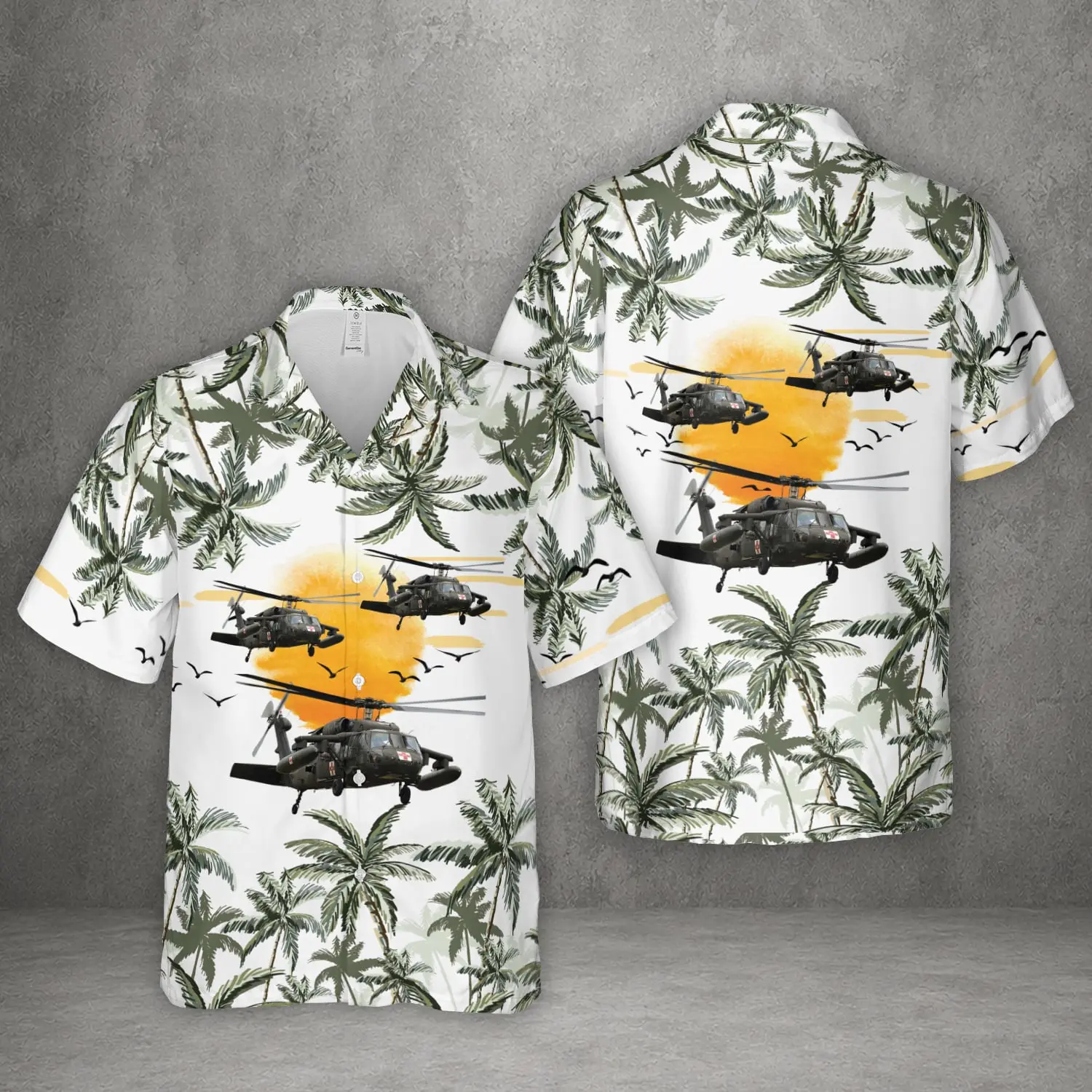 US Army UH60 Blackhawk MEDEVAC Helicopter Hawaiian Shirt