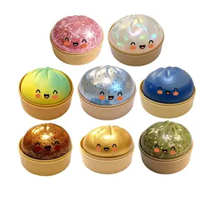 Blind Box 2026 New Glitter Dumpling Squishy with Steamer Box, soft sensory fidget steamed bun squeeze tool for adult stress and anxiety relief