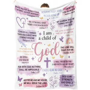Baptism Gifts for Girl, I Am a Child of God Blanket, Christian Gifts for Women Birthday, Teen Girl Gifts Trendy Stuff, Inspirational Confirmation & First Communion Gifts for Girls(50 * 60)