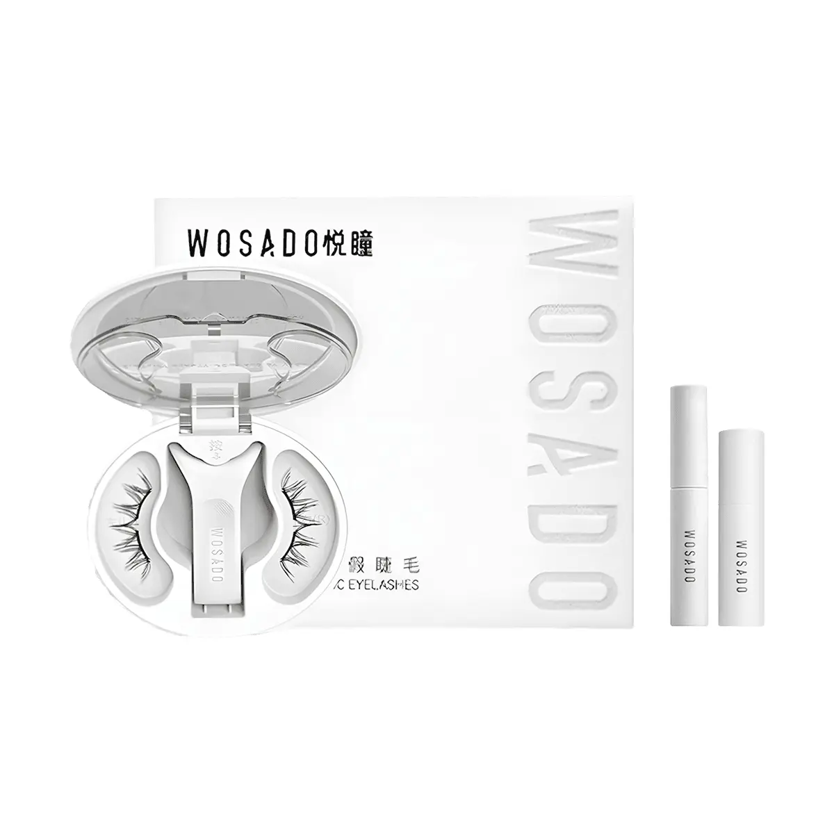 WOSADO Soft Magnetic Eyelashes Makeup Kit, Reusable No-Glue Application for a Natural Look, #Soft Black 2.0 with Gel & 5ml Cleaning Liquid, Accessories Bundle False Eyelashes & Adhesives, Antibacterial, Thin