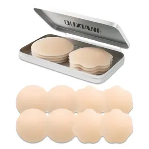 4 Pairs Pasties Women Nipple Covers, Reusable Adhesive Silicone Nippleless Covers Bra for Dress, Convenient cake nipple covers suitable for weddings, parties, formal wear, swimming, dresses, and travel cakes nip cover inserts Color Smooth Stickies