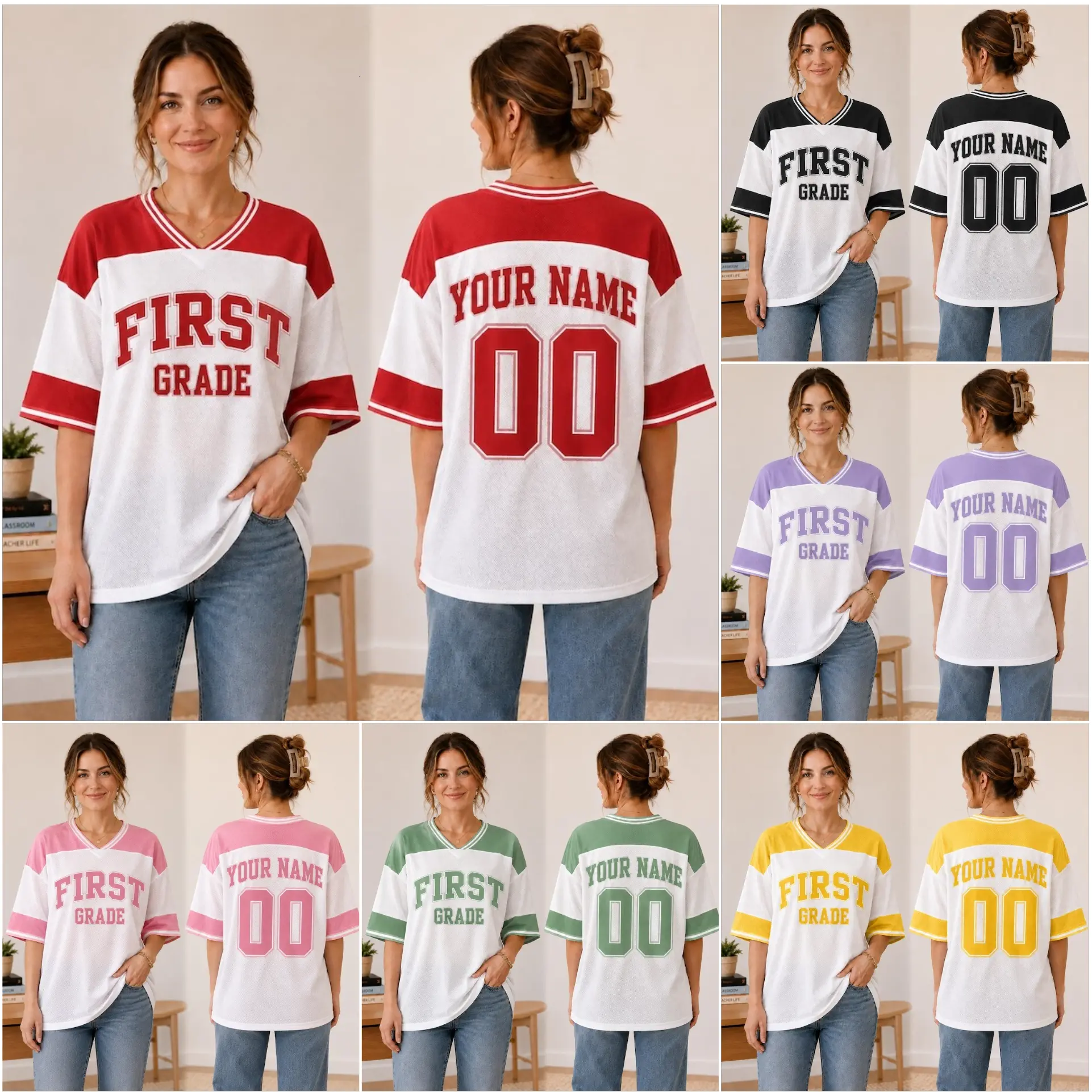 Custom Grade Jersey, Personalized Teacher Jersey, Back to School Shirt, Custom School Grade Shirt Football Jersey, Teacher Team Shirt