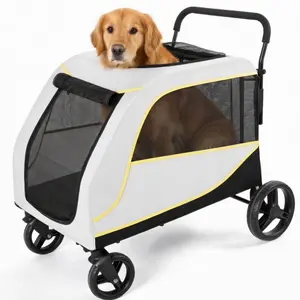 Garvee Heavy Duty Large Dog Stroller for Medium & Big Pets, 176 lbs Max Capacity All-Terrain Pet Wagon with Dual Entry, Collapsible Travel Carriage with One-Foot Brake & Breathable Mesh, Spacious Storage for Senior Dogs, Hiking & Shopping