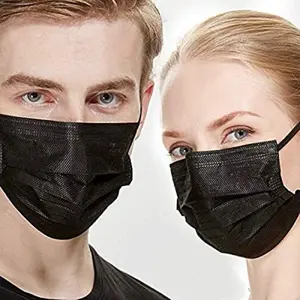 Fashionable black disposable mask! Breathable Face Cover 50 pieces of 3-layer filters - breathable and stylish daily essentials