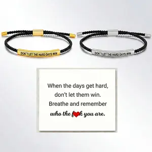 Don't Let The Hard Days Win Inspire Bracelet - Stainless Steel & 18k Gold Plated Braided Design with Engraved Message - Adjustable Up to 10"   2pcs tiktokshopspringglowup Inspirational Gift Inspirational Jewelry outdoorfun