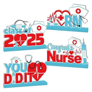 Nurse Graduation Themed Wooden Centerpieces, 4 Counts/set Nurse Graduation Party Decoration, Centerpieces for Home Party Decor, Masks