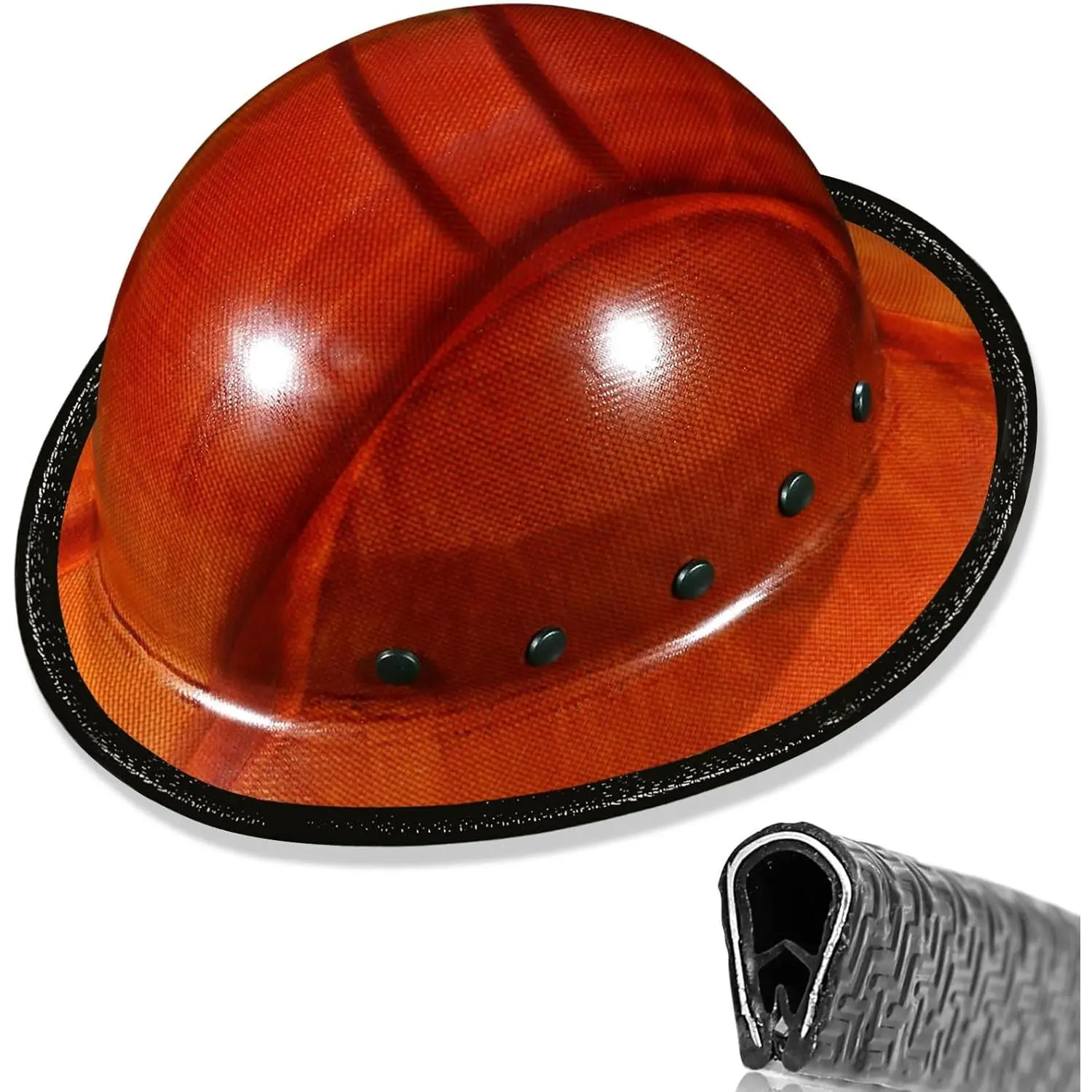 Hard Hat Brim Guard - Impact-Resistant Edge Protector with Steel Core, Full Brim Hard Hat Accessories, Clip-On for Carbon Fiber/Fiberglass Construction Helmets, 36.6in Anti-Skid Strip Black Hard Hat Storage Hard Hat Badges