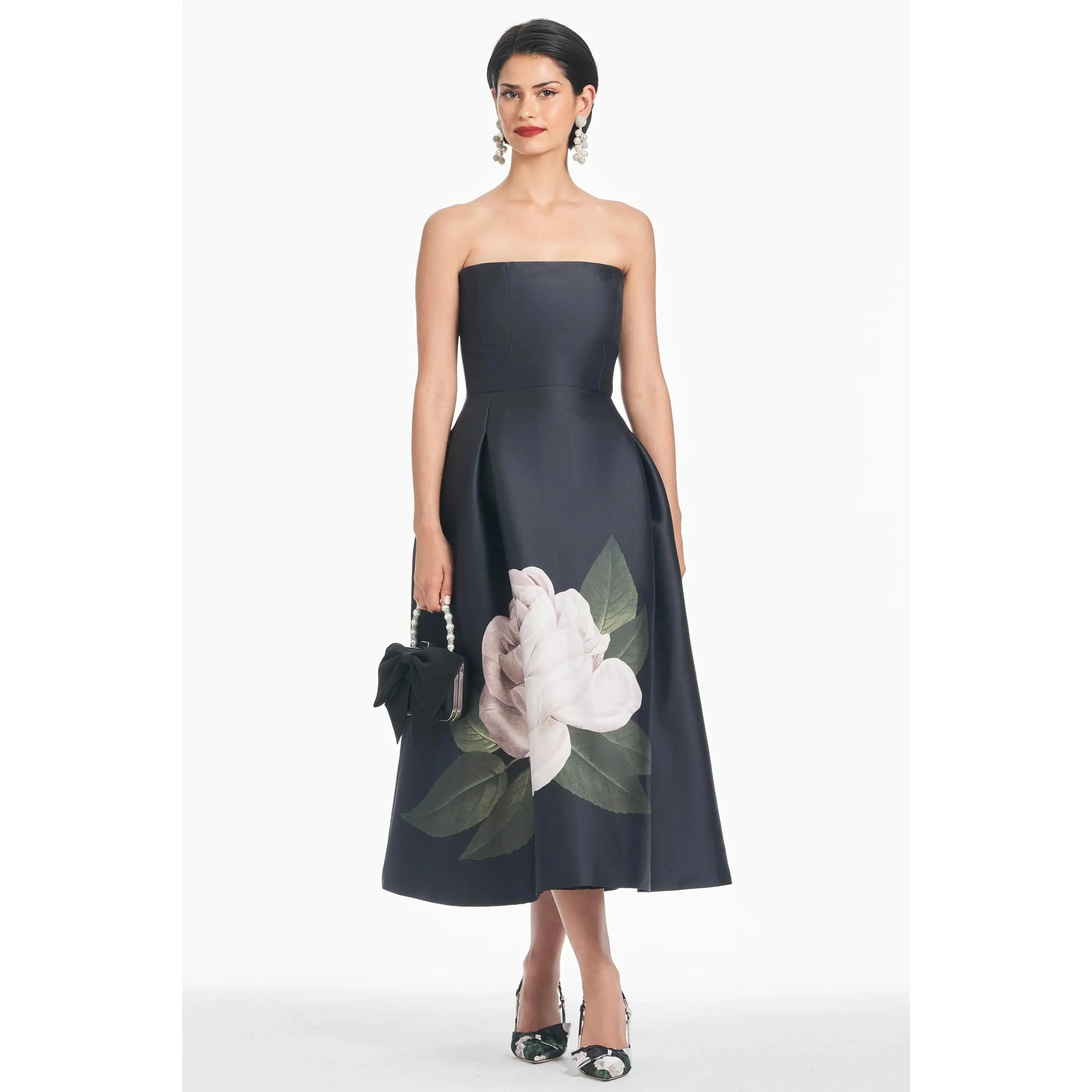 Sachin & Babi "Shay" Tea Length Floral Gown