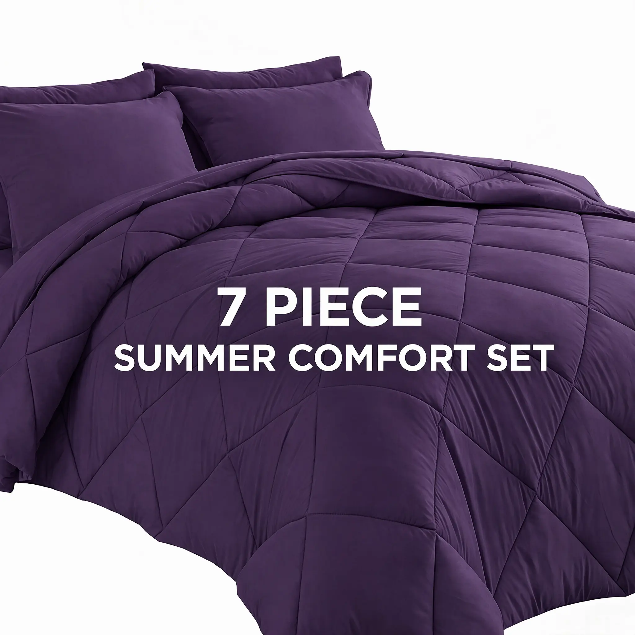 7pcs Comforter Set for kid's home, Soft Breathable Lightweight Comforter Double-Sided, All Seasons, Full/Queen/King, 1 Quilt + 4 Pillowcases + I Flat Sheet + 1 Fitted Sheet, Machine Washable, Must-Have Bedding for Home & Dorm,Christmas Halloween Decor