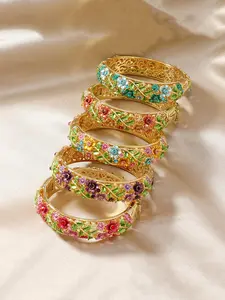 Vintage Flower Design Bangle, Fashionable Hollow Out Design Bangle, Trendy Bangles for Women & Girls, All-match & Exquisite Jewelry for Birthday Gift, High Quality Bracelet