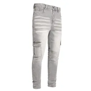 JUNBAOSS Men's Skinny Jeans Stretch Ripped Jeans for Men, Distressed Slim Tapered Leg Fashion Comfort Flex Waist Denim Pants Cotton Fabric