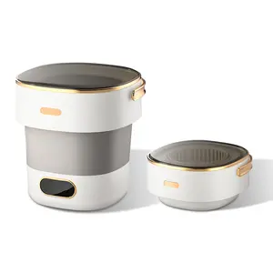 Portable Washing Machine, 13L Foldable Mini Washer with with 4 Modes and Spin Basket Deep Cleaning of Underwear Baby Clothes and Small Clothes for Apartments Dorm RV Travel Hotel Laundry