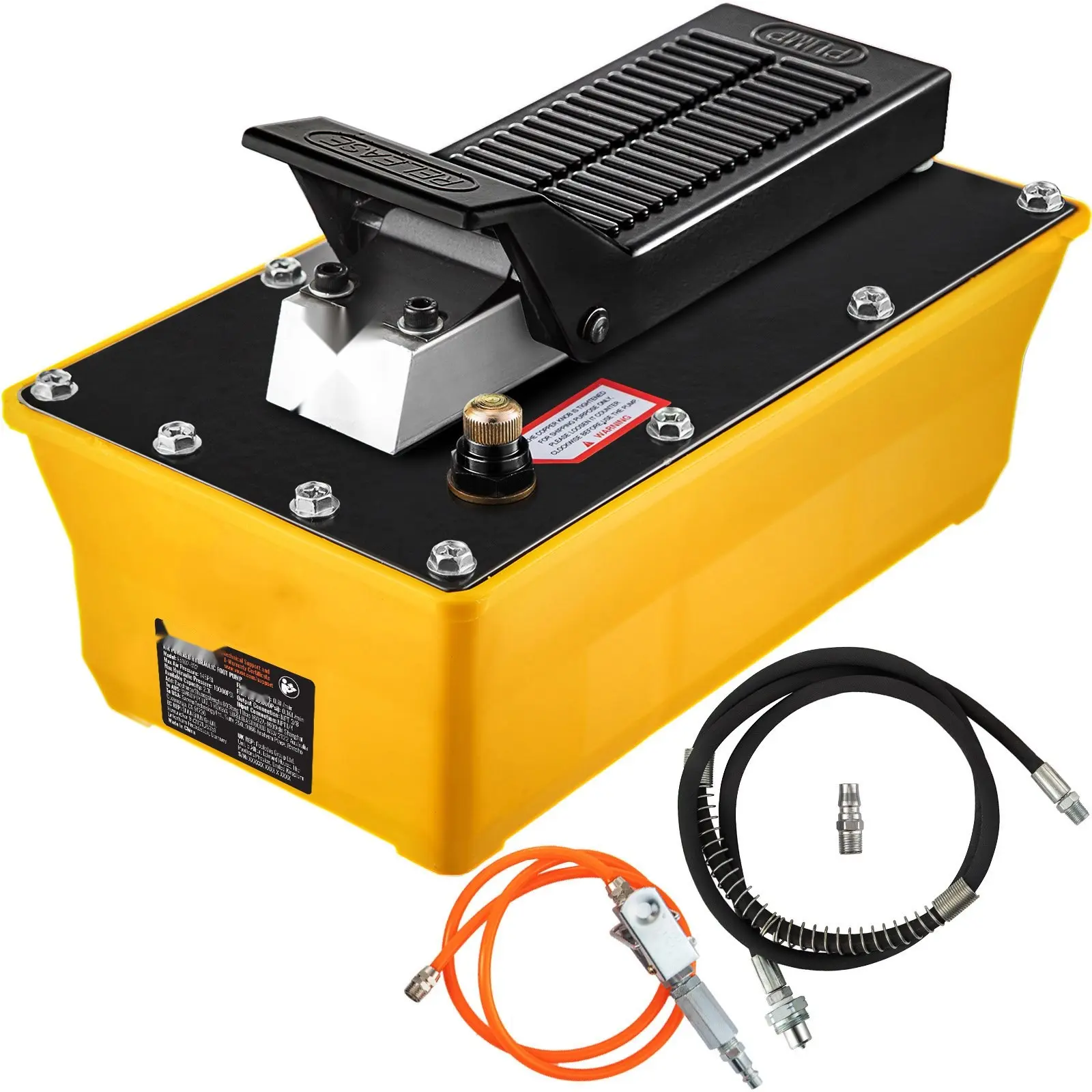 Air Hydraulic Pump 10,000 PSI Foot-Operated Hydraulic Pump With 0.6 Gal Reservoir, Hose And Spray Gun, Versatile Rigging Tool For Heavy Machinery, Auto Repair, Auto Body Frame Machines, Industrial-Grade Portable