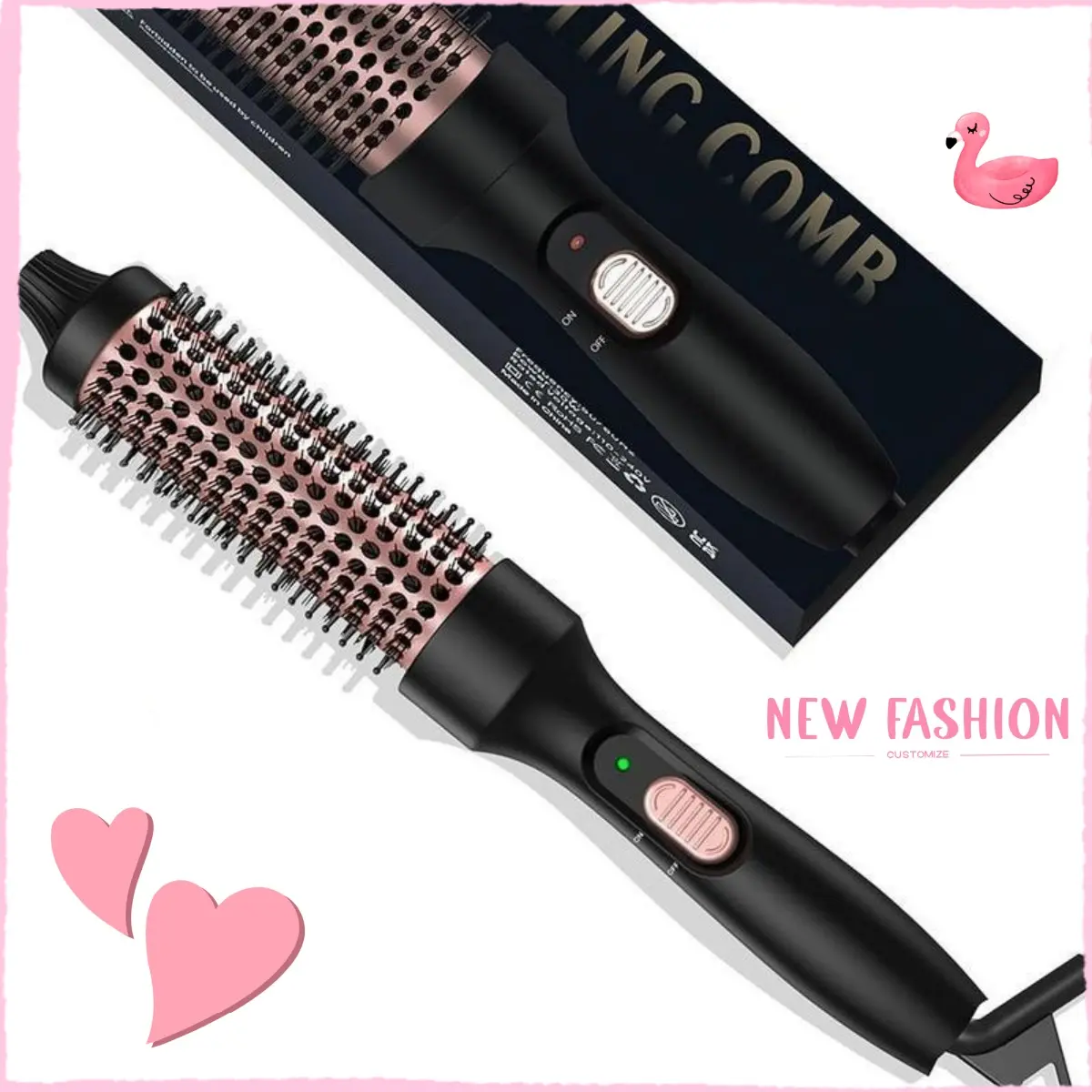 1.5” Negative Ion Thermal Brush Curler - Plug-In, Adjustable, Durable, 3 Heat Settings for Smooth Bouncy Curly Hair, Salon-Worthy Waves in Minutes, Compact Travel-Friendly Design