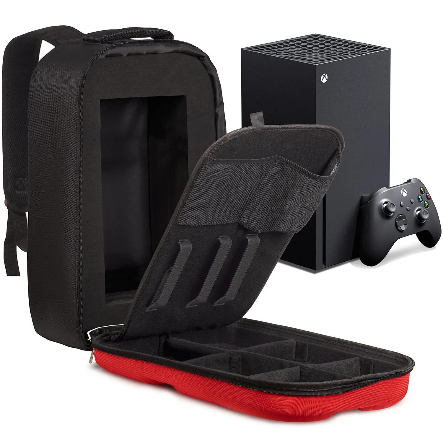 Deco Gear Travel Bag Backpack for Xbox Series X - Console, Gaming Accessories, and More Secure Storage