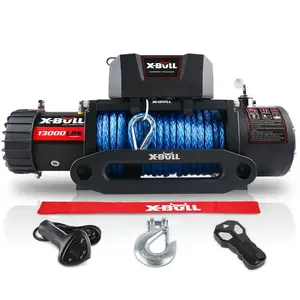 X-BULL Winch 13000lb Electric Winch Kit 12V Synthetic Blue for UV Jeep Truck 4WD
