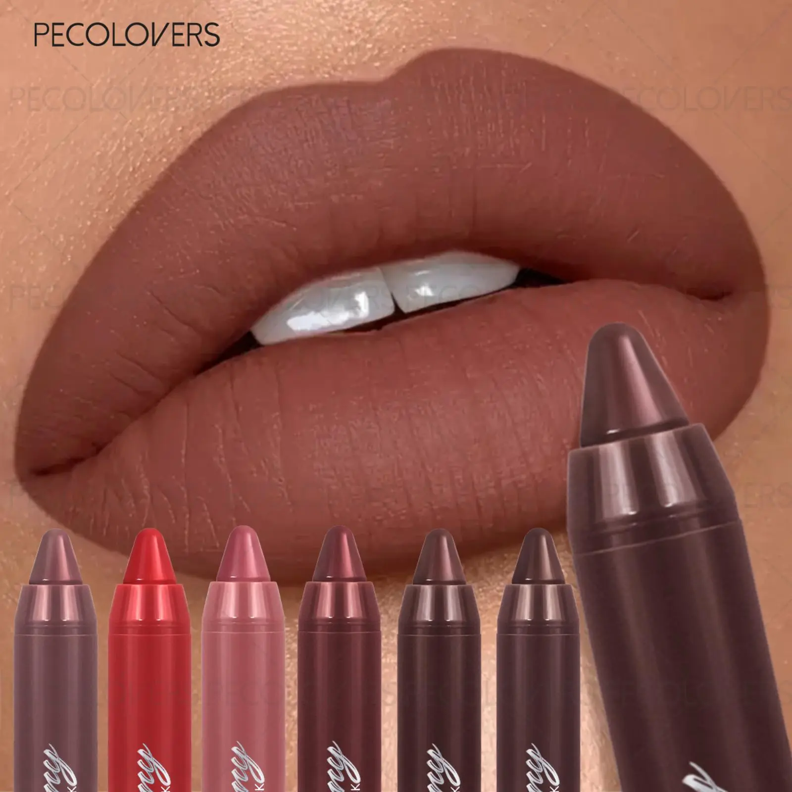 6pcs/set Matte Lip Liner, Black Brown Velvet Lipstick, Waterproof Non-stick, Contour Color Lip Liner, Crayon Lip Gloss Makeup, Lippie Pencil, Lip Liner Pencils, Lipliner