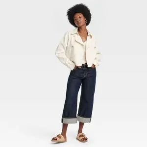Women's Denim Cropped Trench Jacket - Universal