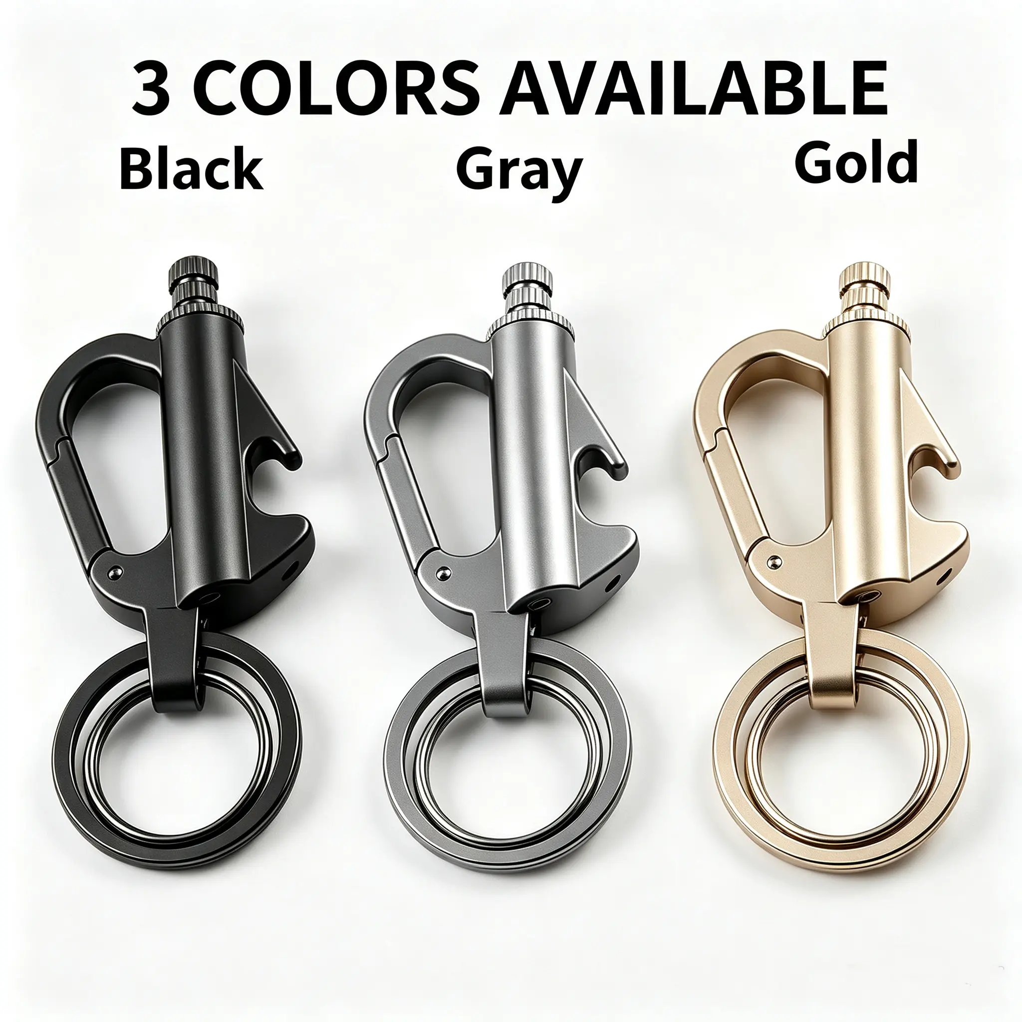 Unisex Compact Metal 3-in-1 Fire Starter Keychain - Multi-Function Outdoor EDC Survival Multi-Tool with Bottle Opener, Survival Supplies (Fuel Not Included)