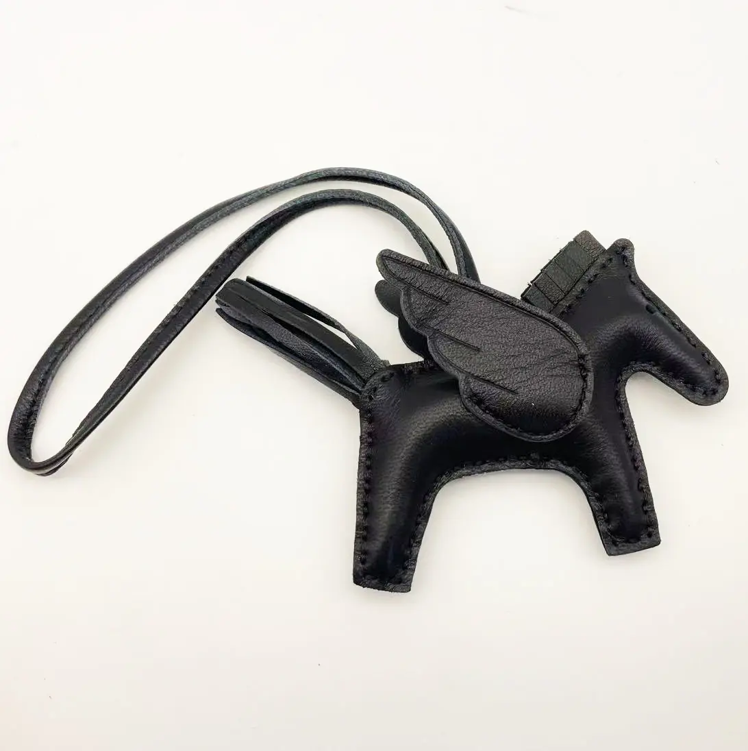 Handmade Sheepskin Angel Pegasus Bag Hanging Ornaments Cute Lnternet Pony Pendant Car Keychain Ladies Charm