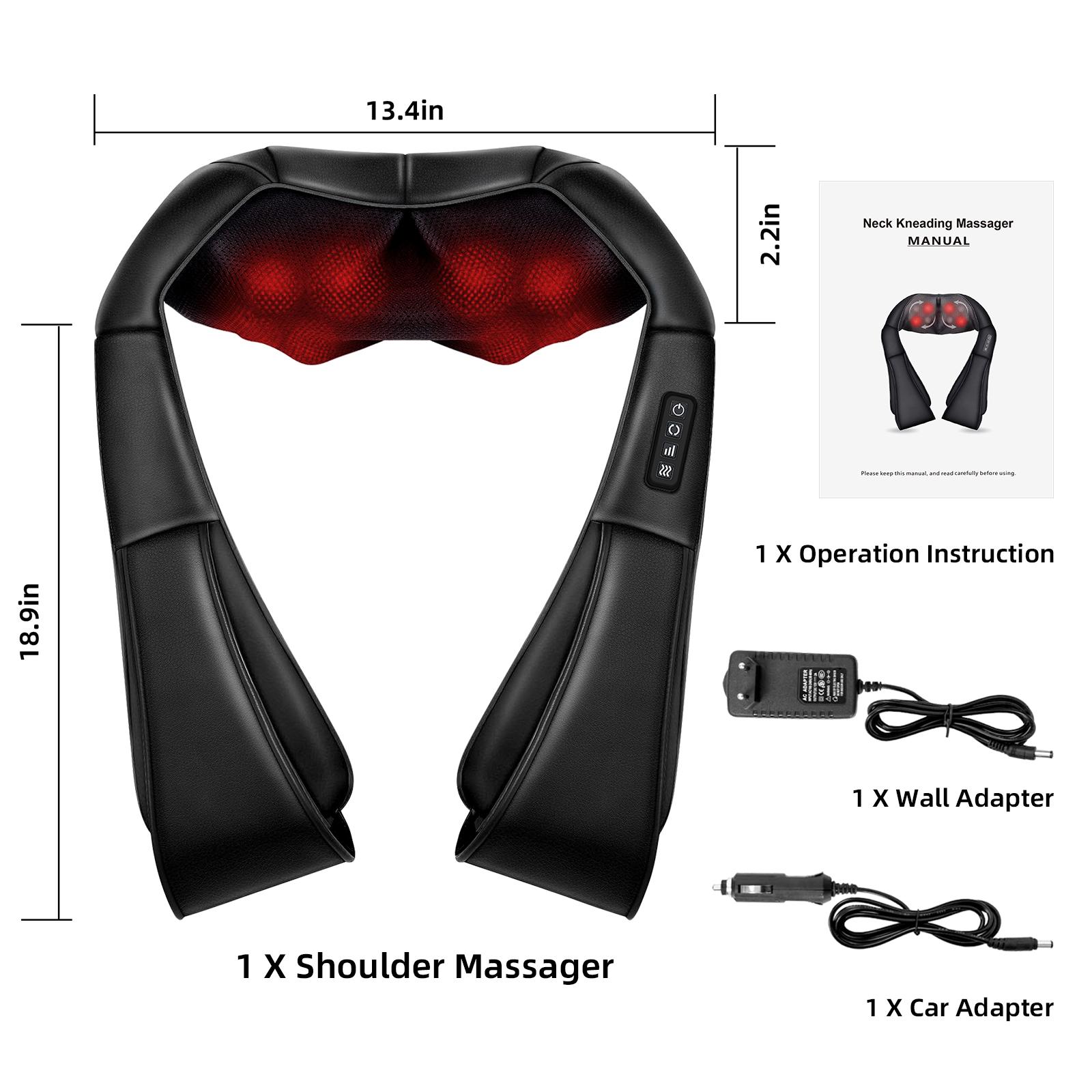 Back Neck Massager for Pain Relief Deep Tissue,Shiatsu Neck and Back Massager Portable Kneading Shoulder Massage for Body Muscle Pain Relief,Gifts for Dad Mom Friends  Daily Relaxing Black