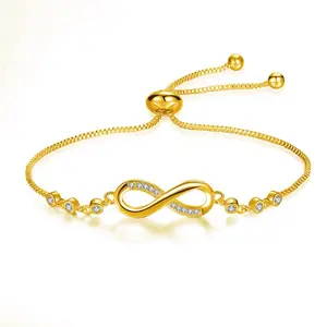 The new autumn fashion infinity symbol horizontal 8-character micro-inlaid zircon women's bracelet can be adjusted at will, and the size is not limited to hand circumference. It is suitable for daily wear, dating, parties, parties, celebrations, festivals