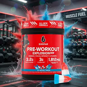 Six Star Pre-Workout Powder for Men & Women, ICY Rocket Freeze (30 Servings) - Preworkout Explosion 2.0 Energy Powder Drink Mix with Beta-Alanine & Caffeine - Sports Nutrition Supplement Products