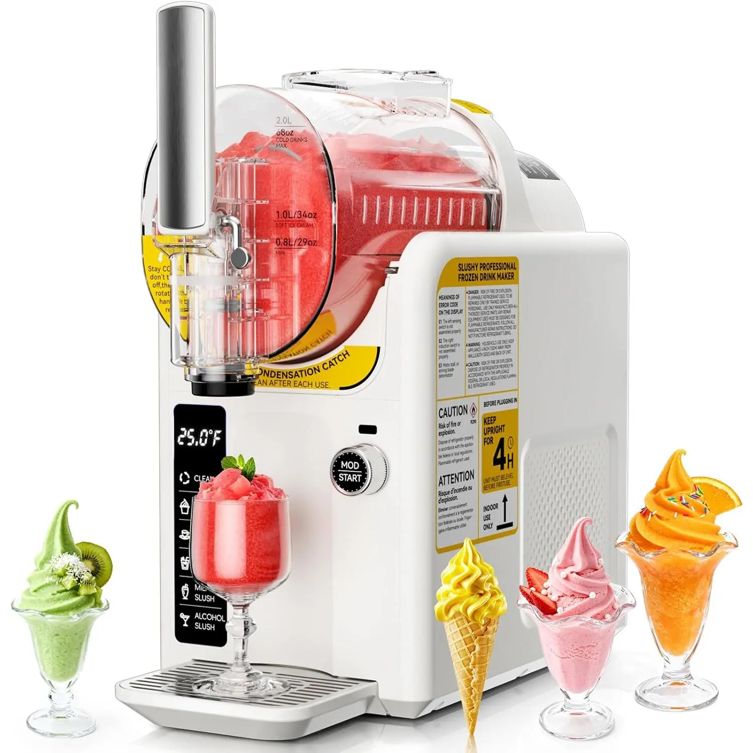 2 IN1 Ice Cream Maker Slushie Machine for Home - 88oz Slushy Machine Maker No Ice Needed Self Cleaning, Frozen Drink Machine, 5 Preset for Soft Serve Ice Cream, Slushie, Margarita, Frappés, Milkshake