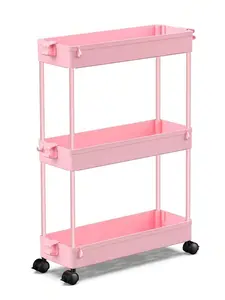 SPACEKEEPER Slim Rolling Storage Cart, 3 Tier Bathroom Storage Organizer Laundry Room Utility Cart Mobile Shelving Unit, Multi-Purpose For Kitchen Office Bathroom Laundry Narrow Places