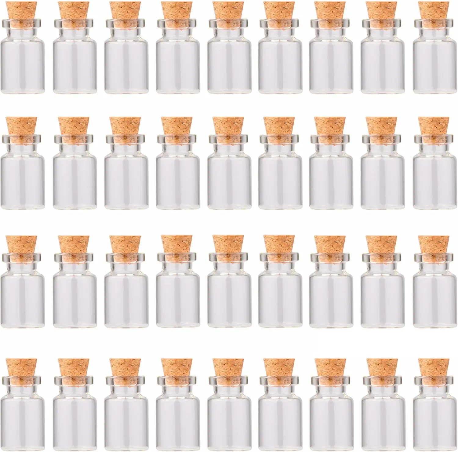 MaxMau 36PCS Tiny Glass Bottles with Corks and Eye Screws,3ml Cute Little Jars Cork Stoppers Vials for Crafting Project Wedding Favors