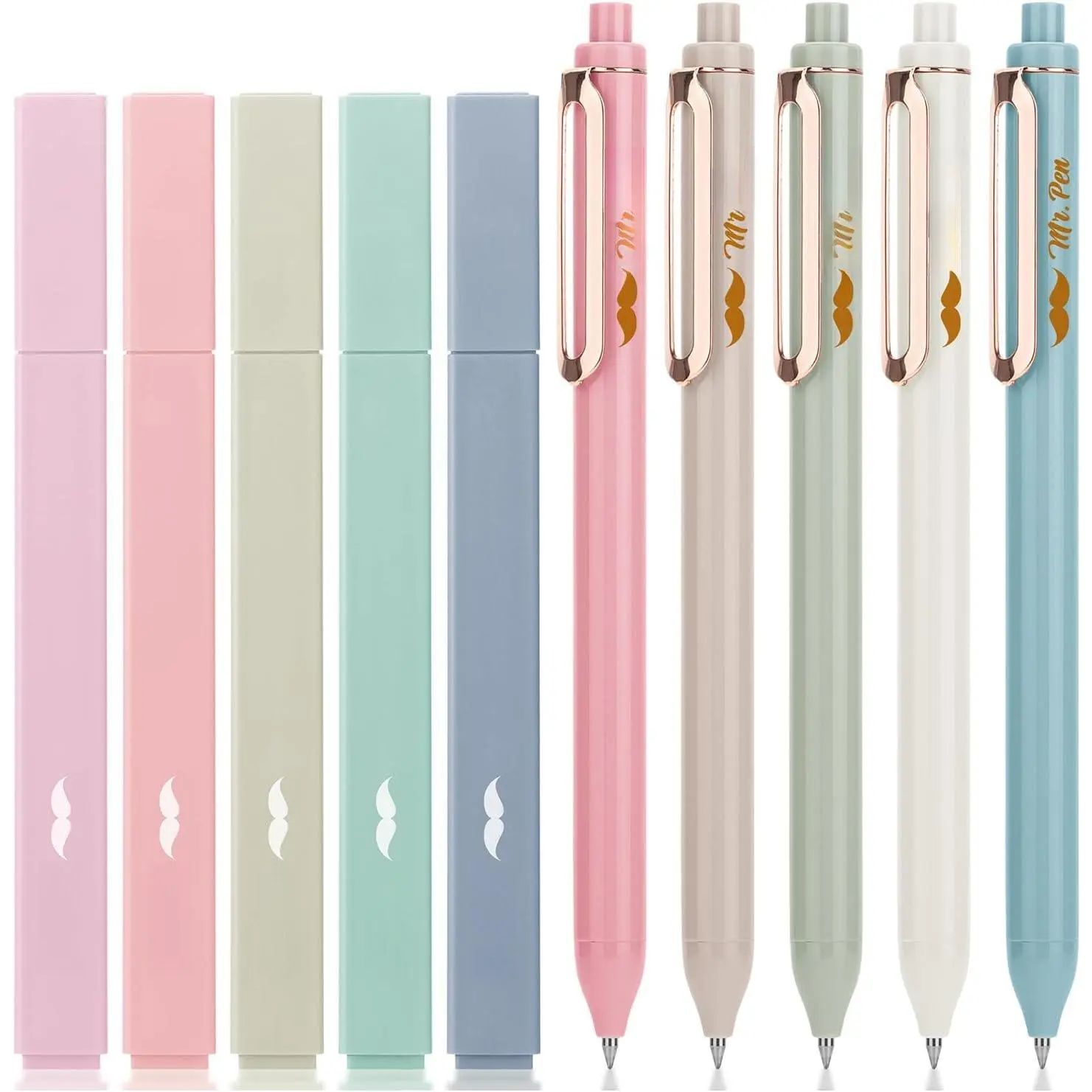 10-Count Aesthetic Pastel Highlighters with Gel Ink, Morandi Colors, Chisel Tips, No Bleed, Comfortable Grip, Clean and Crisp Results for Office Stationery Writing & Correction