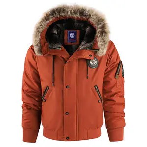 Winter Men's Fleece Lined Hooded Jacket, Cold Weather Insulation, Full Zip Front with Zipper Pockets, Adjustable Drawstring at Hood, Ribbed Cuffs & Hem, Suitable for Outdoor Activities like Mountaineering, Expeditions, Travel, and