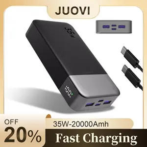 Portable Power Bank 20000mAh, 35W with Fast Charging, LED Display for iPhone 16, 15, 14, Galaxy,Tablet, and Switch - Black Smartphone