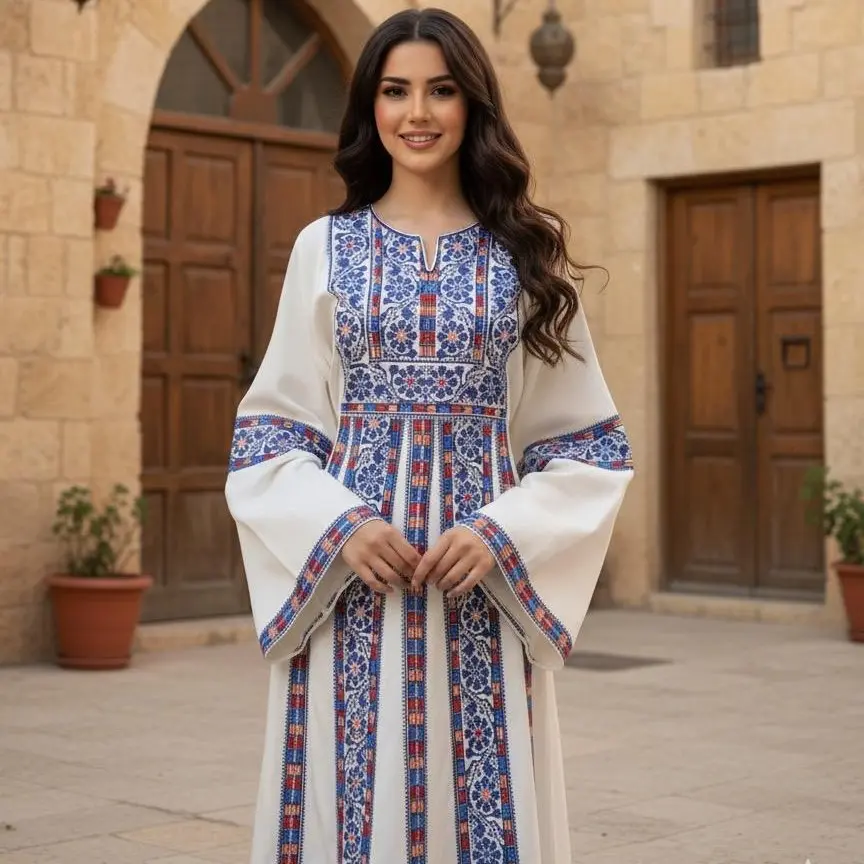 Royal Blue Tatreez Thobe Set (Thobe + Belt)