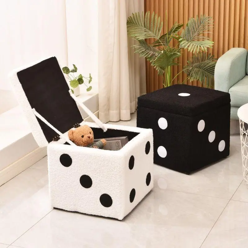 Dice Stool 11.8*11.8*13.8 in - Soft Sofa Cushion Cube Storage Stool, Funky Indoor Furniture for Living Room Home Decoration, Footstool for Shoes for Learning and Gaming Nights Creative Home Decoration