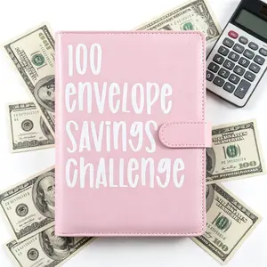 Pink Black 100 Envelope Cash Saving Planner Book Envelope Challenge Budget Notebook Cash Stuffing Supply Household Personal Monthly Financial Tracking Journal