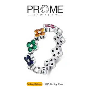 S925 Sterling Silver Dopamine Rainbow Pavé Rings Vibrant Delicate Sweet & Stylish Perfect for Daily Wear and GiftingGift