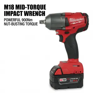 Milwaukee M18 FMTIWF12 18V 900Nm m 18 Impact Wrench Cordless Drill Tool Set with Charger High- nut-busting Torque straight hole diy Repair home moving kit Electric tool Wall Mount Holder Cabinet bauer tools chrome sockets and impacts spanner  Wrench