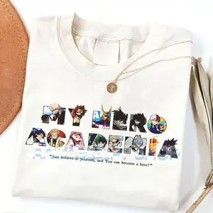My Hero MHA Character Shirt Boku no Hero Anime Manga Graphic T-Shirt Bakugo Deku Shoto Shirt 100% Cotton Fabric Top