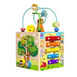 Wooden Five-In-One Logic Bead Maze Puzzle Game, Montessori Educational Toy, Enhances Hand-Eye Coordination, Perfect Birthday Gift