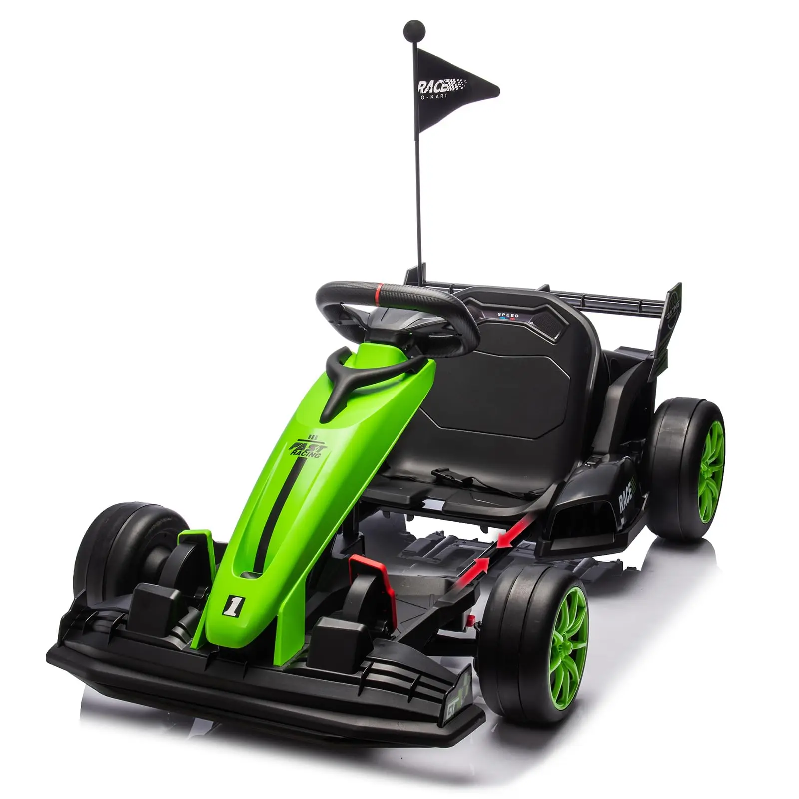 GARVEE Electric Go Kart for Ages 3-8 with 24V Battery, 200W Dual Motor, High Speed Drift, Variable Speed Control, Forward and Reverse Functions, and Drifting Capability in Green