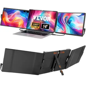 VEVOR Portable Laptop Screen Extender, TikTokShopBlackFriday, 14" FHD 1080P IPS Triple Extended Monitor for 13"-17" Laptop, Swivel Portable Monitor USB-C/USB-A/Mini HDMI Port, Compatible with Mac/Wins/Android/Switch/PS5