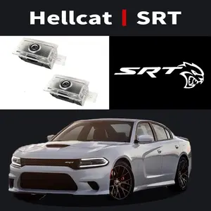 2Pcs Never fade Door Lights HD Projector Dodge ChargerChallenger LED Door Puddle Lights -SRT, Hellcat,Scat PackLogo Projection (Pair or 4-Pack)