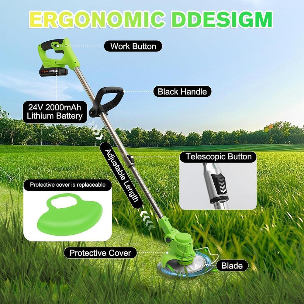 Cordless Weed Wacker with 2 Batteries, Electric Grass Trimmer, Adjustable Height, 90° Rotating Head, Lightweight Lawn Edger,Perfect Gift Ideas