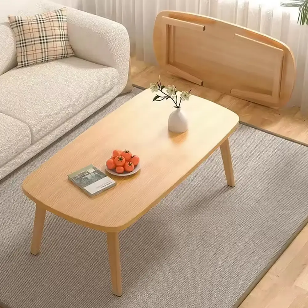 Wooden Foldable Coffee Table, Collapsible Laptop Table for Small Spaces, Portable Folding Desk for Study, Home Office, Bedroom, Tea Room